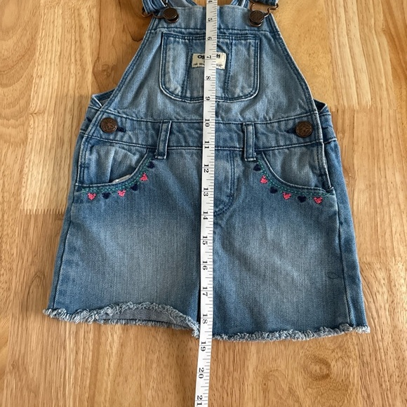 Girls OshKosh Denim Bib Overall Skirt Size 2T Embroidered Dress - Picture 9 of 9